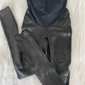 Spanx maternity faux leather leggings